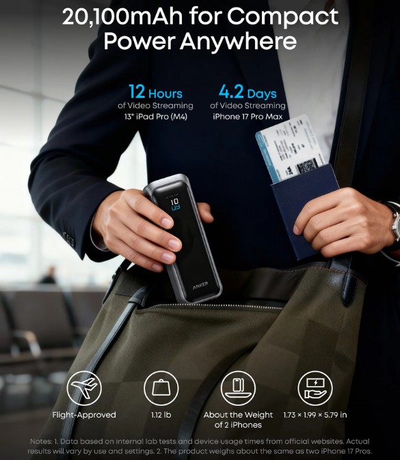 Anker Prime Power Bank (20K, 220W) A110BH11 - Black
