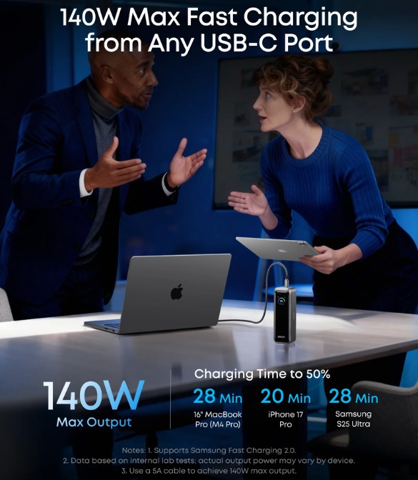 Anker Prime Power Bank (20K, 220W) A110BH11 - Black