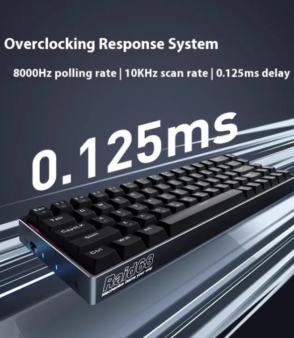 MACHENIKE Raid68 Magnetic gray switch Wired RGB Gaming Keyboard-Black