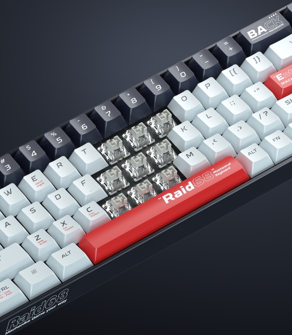 MACHENIKE Raid68 Magnetic gray switch Wired RGB Gaming Keyboard-Red