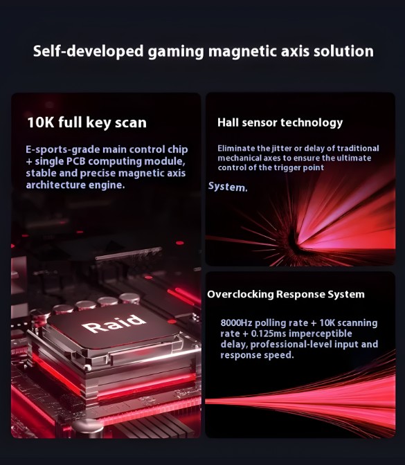 MACHENIKE Raid68 Magnetic gray switch Wired RGB Gaming Keyboard-Red