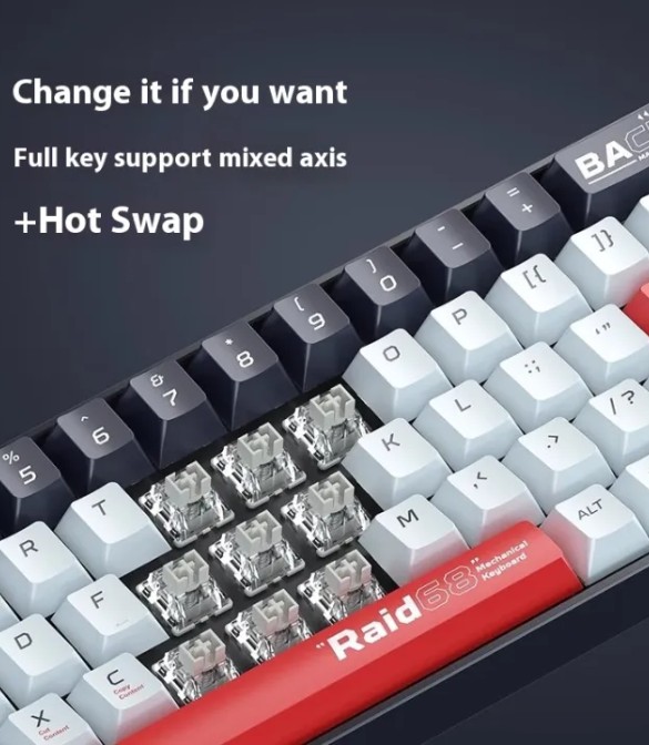 MACHENIKE Raid68 Magnetic gray switch Wired RGB Gaming Keyboard-Red
