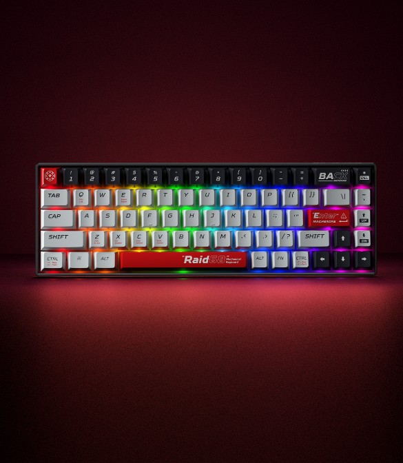 MACHENIKE Raid68 Magnetic gray switch Wired RGB Gaming Keyboard-Red