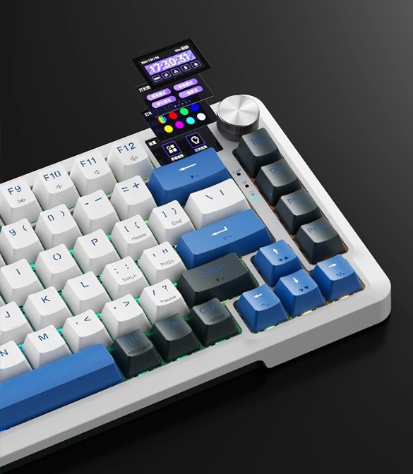 Machenike K500F-B81W Tri-mode RGB Mechanical Keyboard GR Silver Switch -NavyBlue