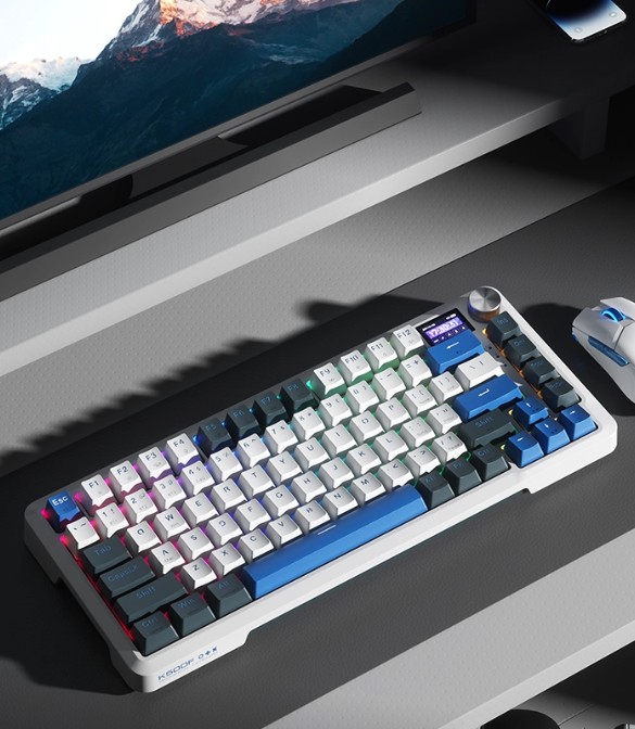 Machenike K500F-B81W Tri-mode RGB Mechanical Keyboard GR Silver Switch -NavyBlue
