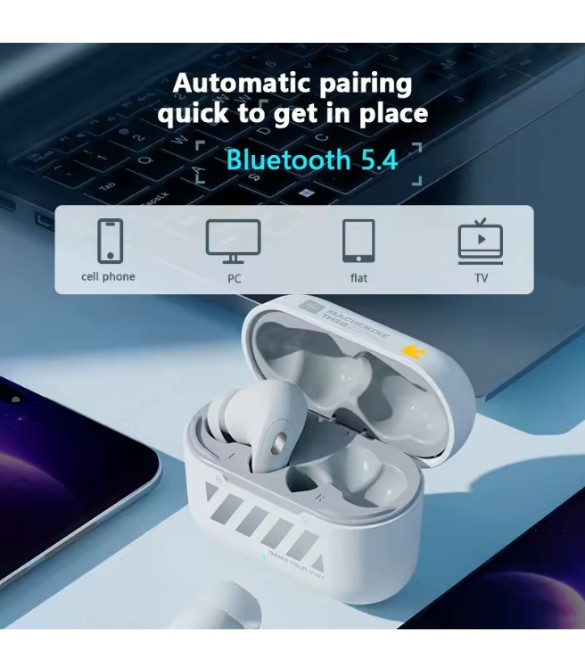 Machenike TH50 Wireless Earphones – Bluetooth 5.3, ANC AI Noise Reduction, IPX5, Low Latency, In-Ear Gaming & Sports Headset with Charging Case