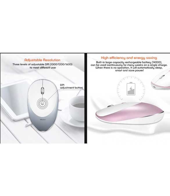 MeeTion MT-R600 2.4g Slim Rechargeable Silent Wireless Mouse -Silver