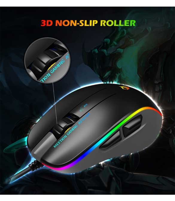Meetion GM23_2023 RGB USB Gaming Mouse -Black & Gray